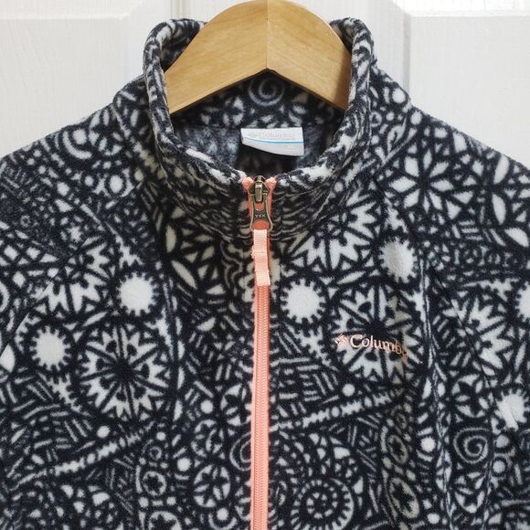 Columbia Jacket Girls Youth XL Full Zip Black White Coral Pockets Outdoor Warm - Picture 7 of 10